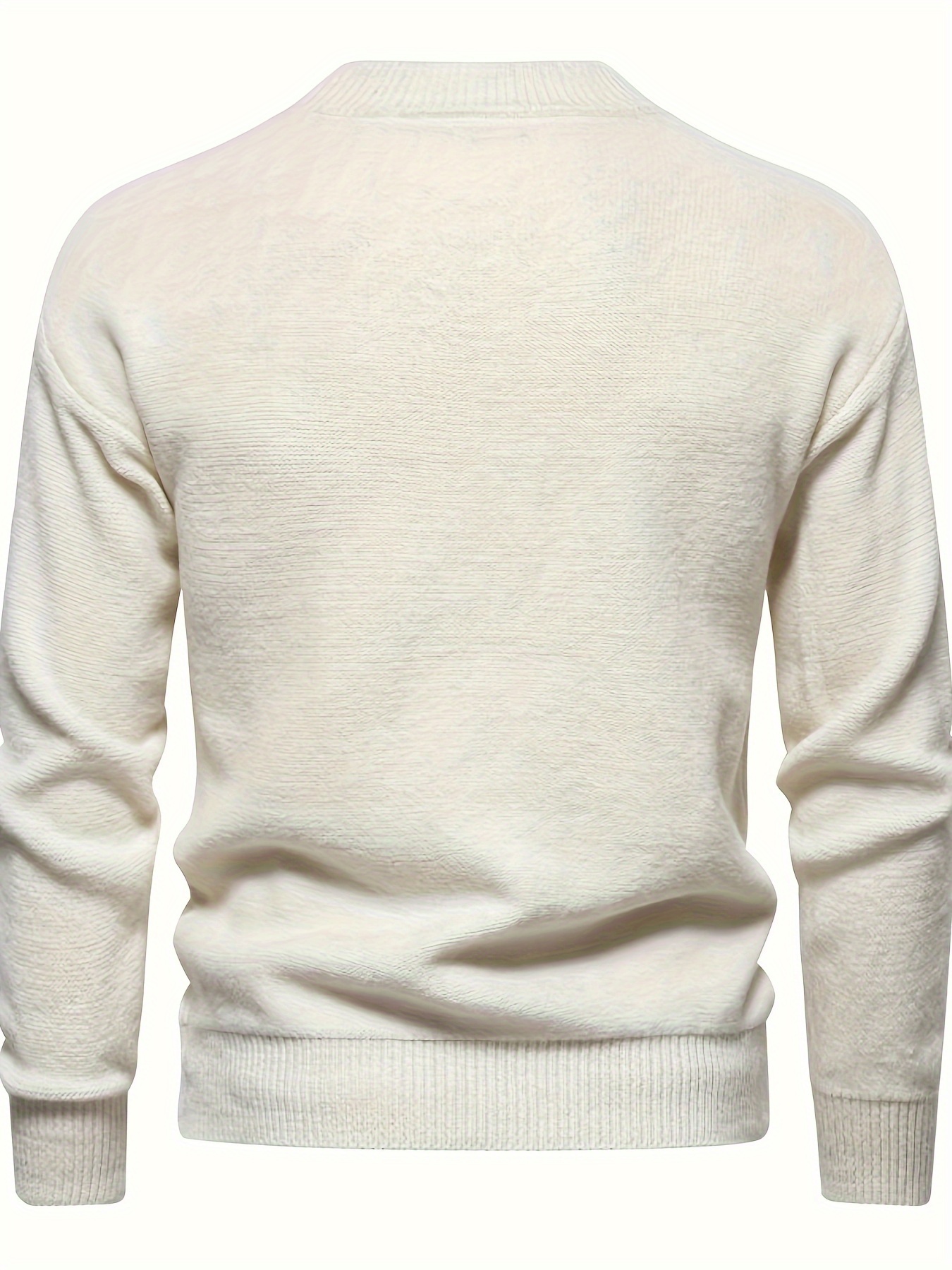 mens stylish solid knitted pullover casual mid stretch breathable long sleeve crew neck top for city walk street hanging outdoor activities details 25