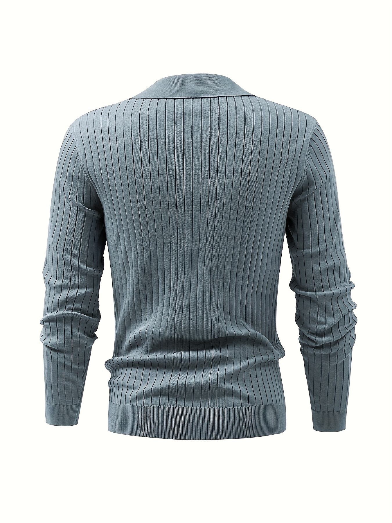 solid chic knit shirt mens casual lapel slightly stretch v neck pullover sweater for autumn winter details 3