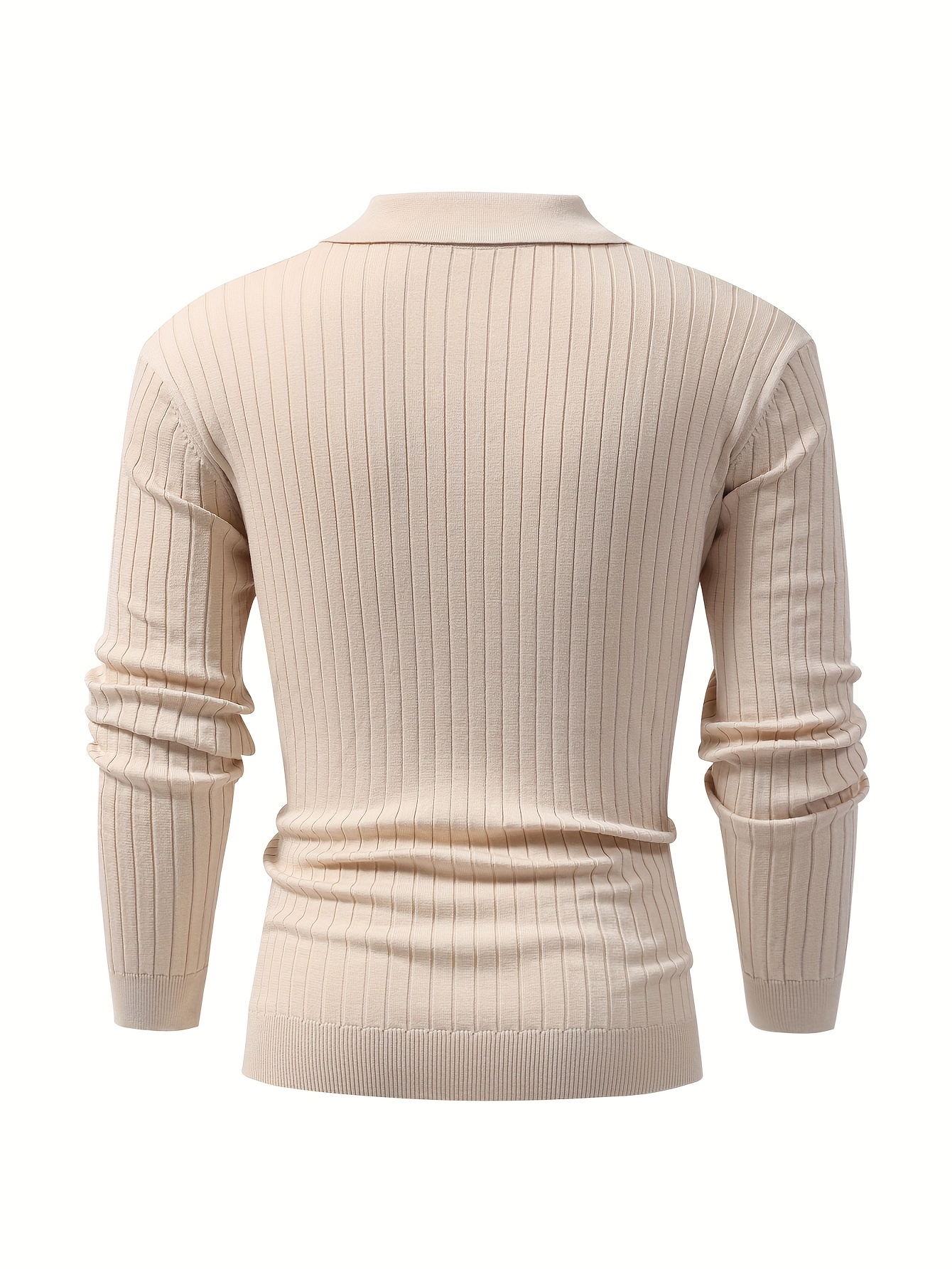 solid chic knit shirt mens casual lapel slightly stretch v neck pullover sweater for autumn winter details 10