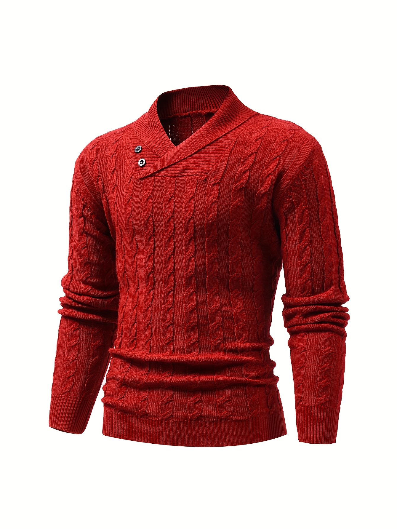 all match knitted shawl collar sweater mens casual warm high stretchy pullover sweater for fall winter details 12