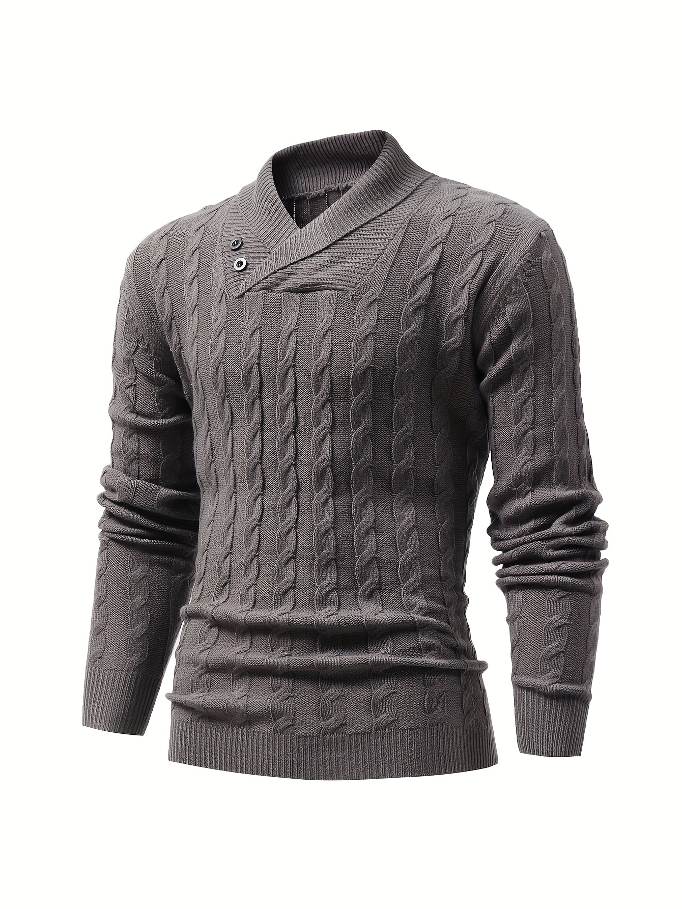 all match knitted shawl collar sweater mens casual warm high stretchy pullover sweater for fall winter details 18