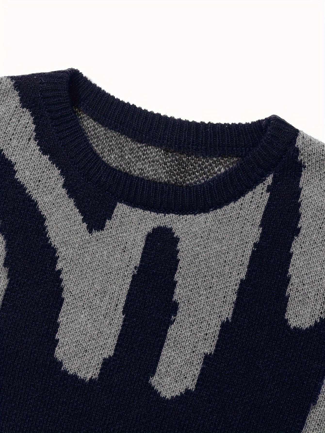 all match knitted letter print sweater mens casual warm slightly stretch crew neck pullover sweater for men fall winter details 4