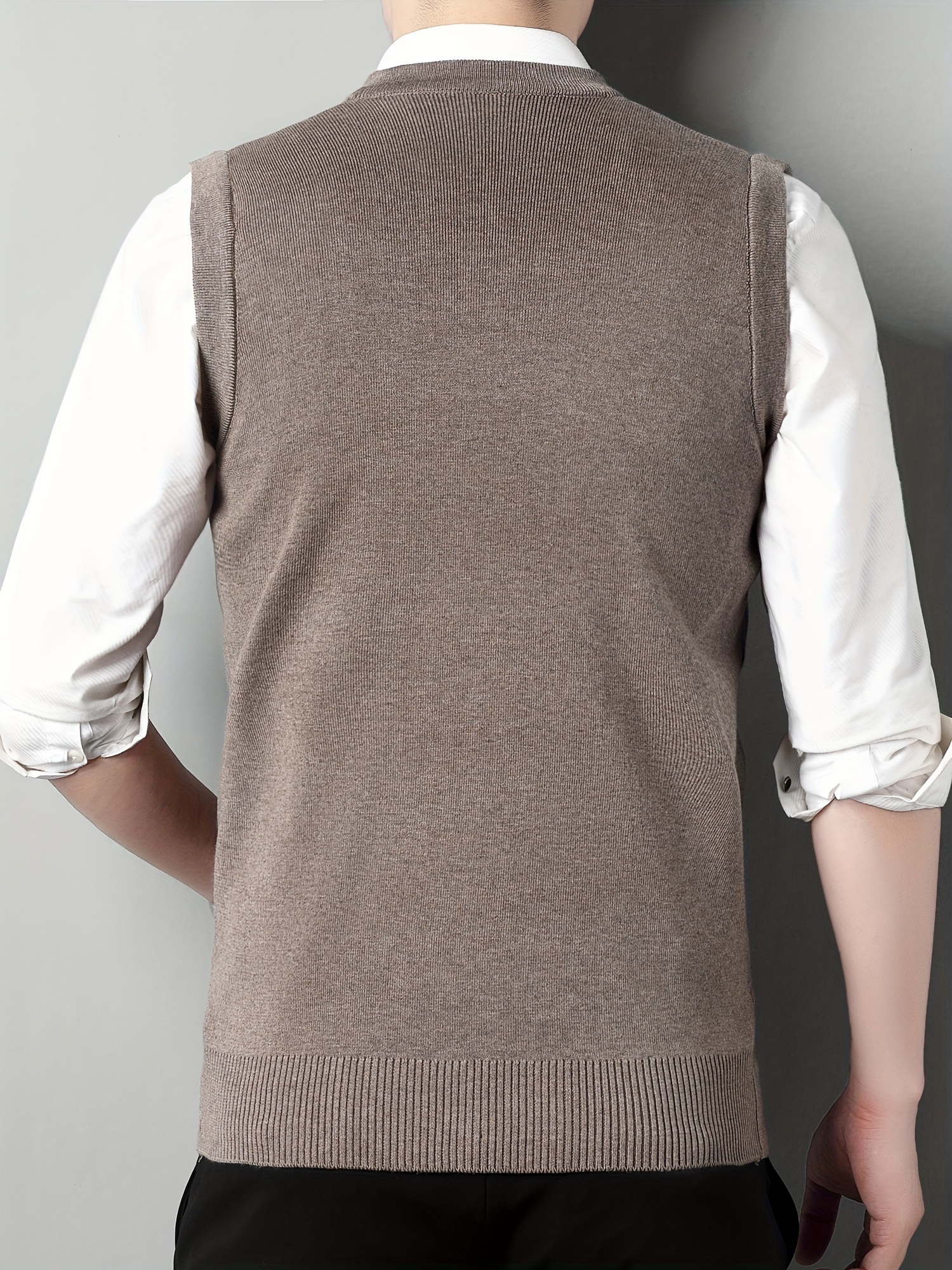 mens v neck cable casual sleeveless knitted sweater vest mens clothing for autumn winter details 10