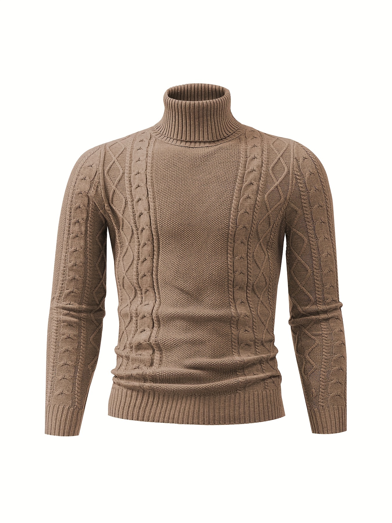 mens plain turtleneck sweater trendy high stretch fashion comfy thermal tops details 1