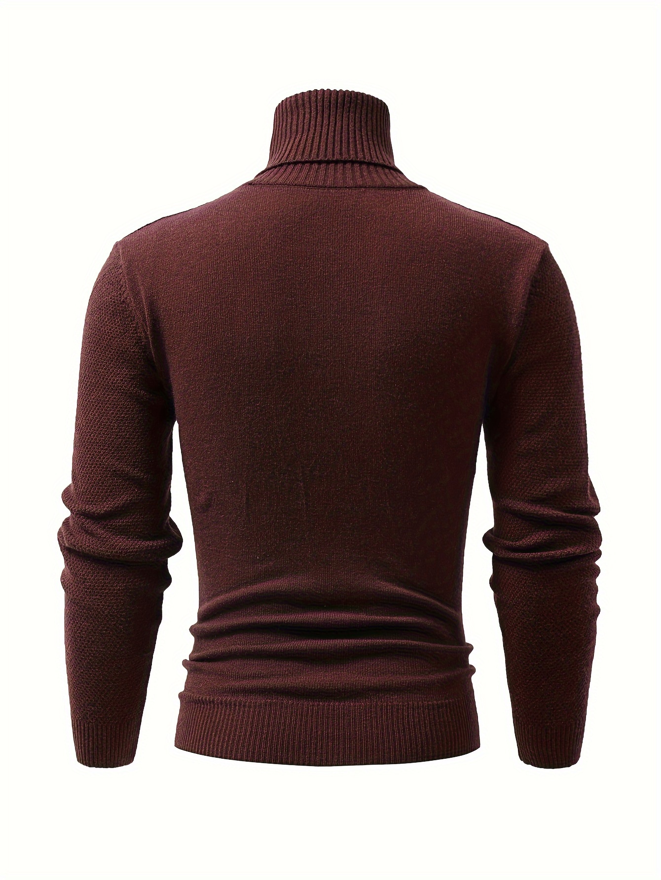 turtle neck knitted cable sweater mens casual warm solid high stretch pullover sweater for fall winter details 2