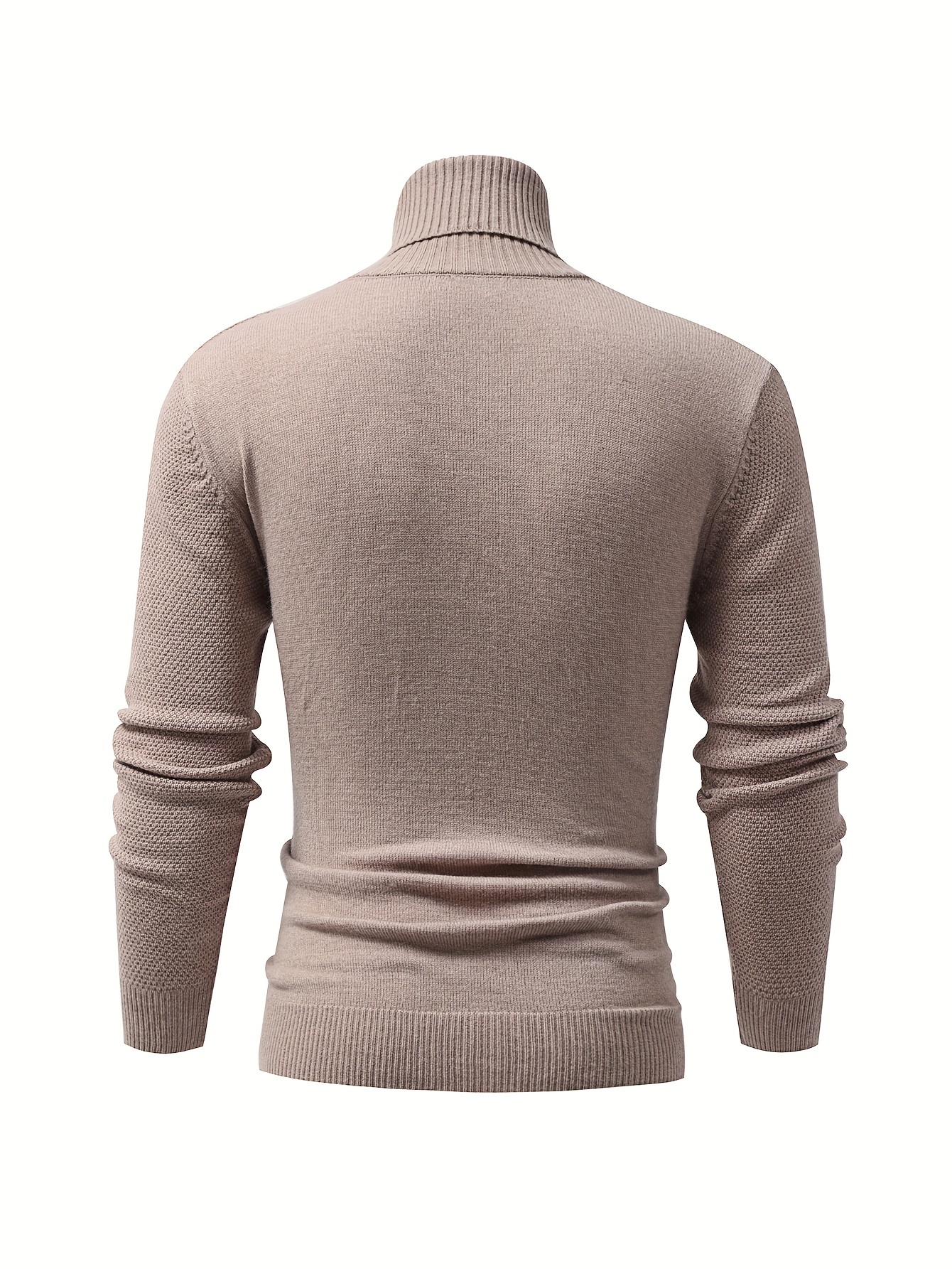 turtle neck knitted cable sweater mens casual warm solid high stretch pullover sweater for fall winter details 9