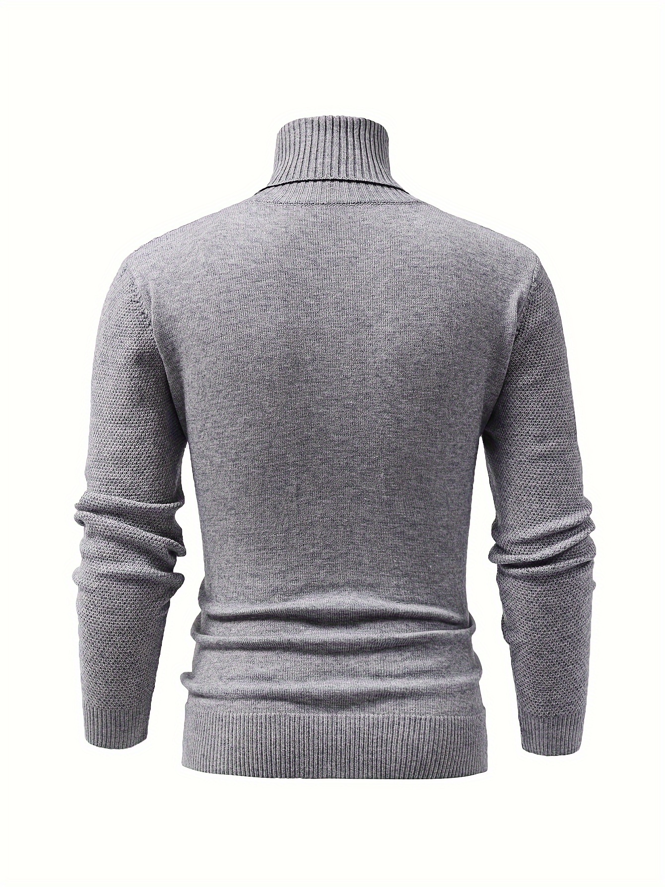 turtle neck knitted cable sweater mens casual warm solid high stretch pullover sweater for fall winter details 15