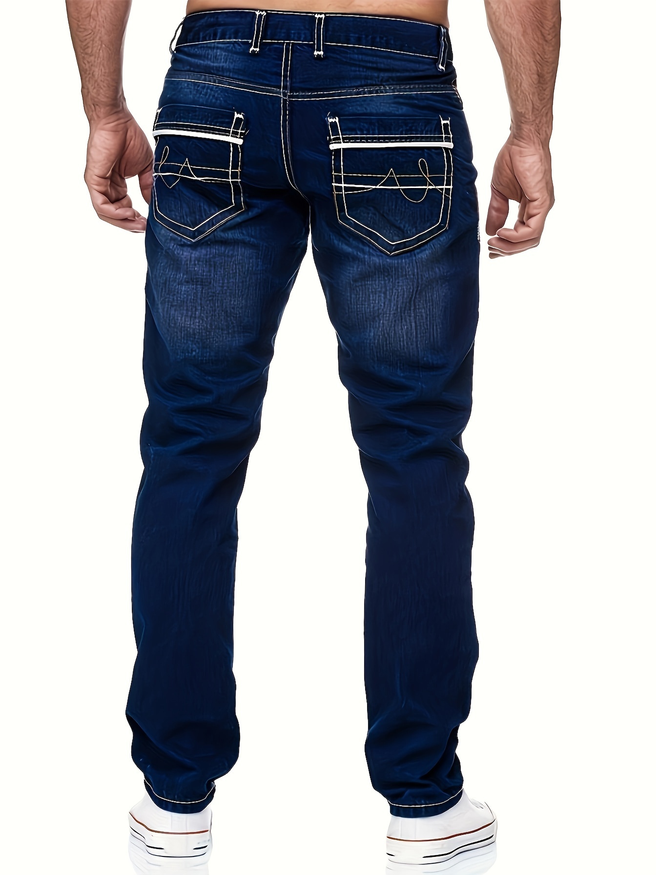 mens comfy street style distressed denim pants with pockets details 1