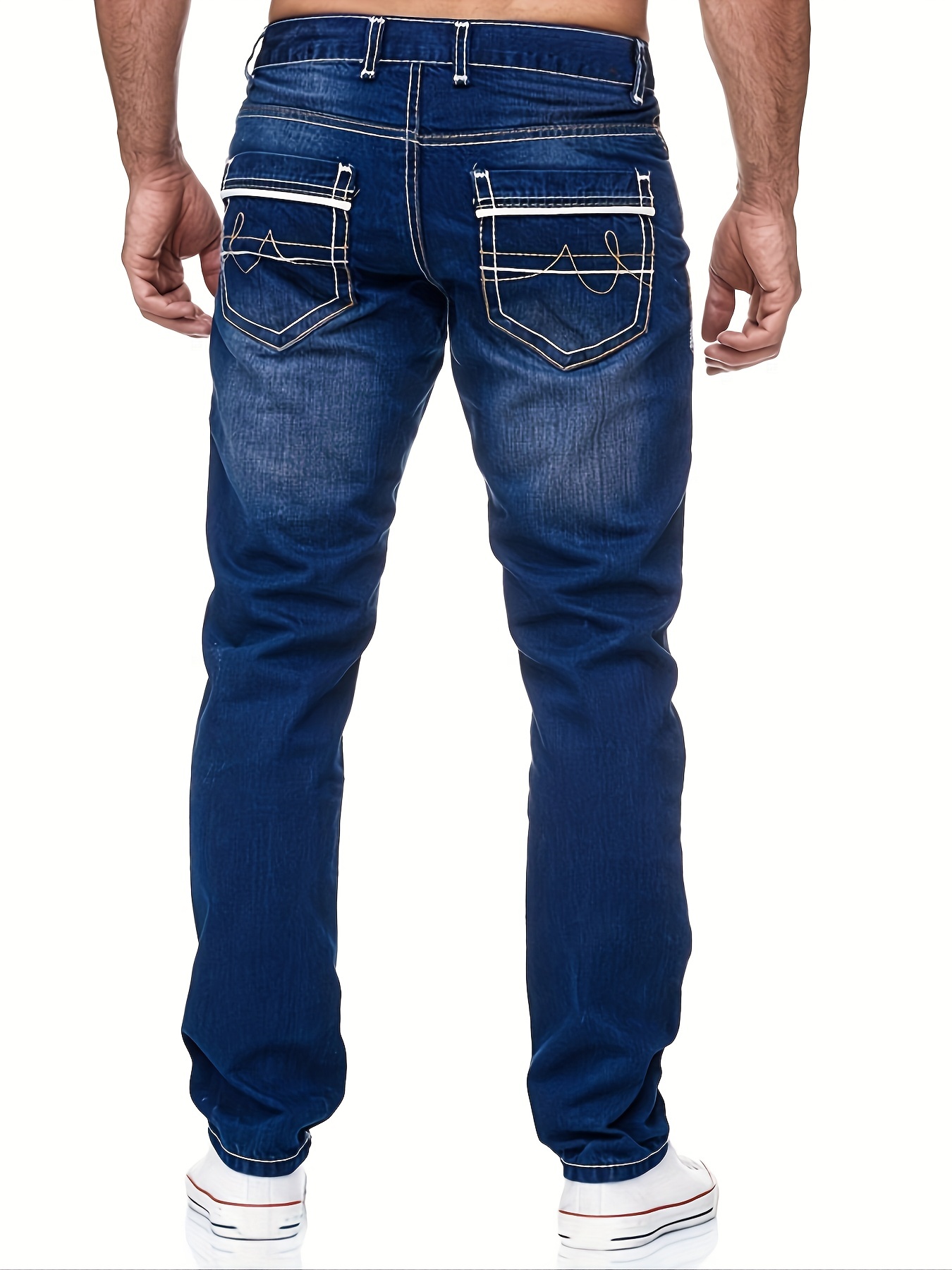 mens comfy street style distressed denim pants with pockets details 11