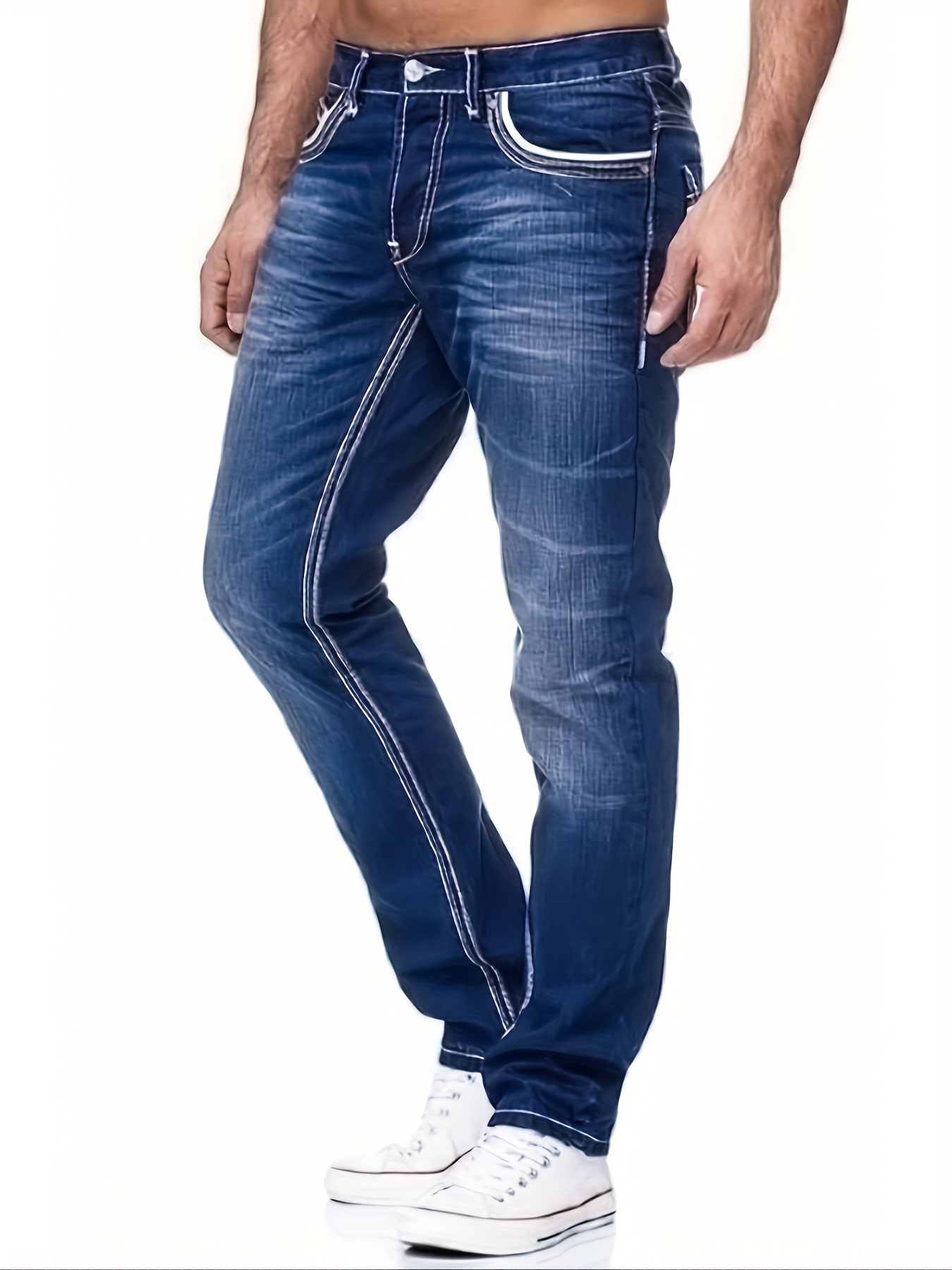 mens comfy street style distressed denim pants with pockets details 12