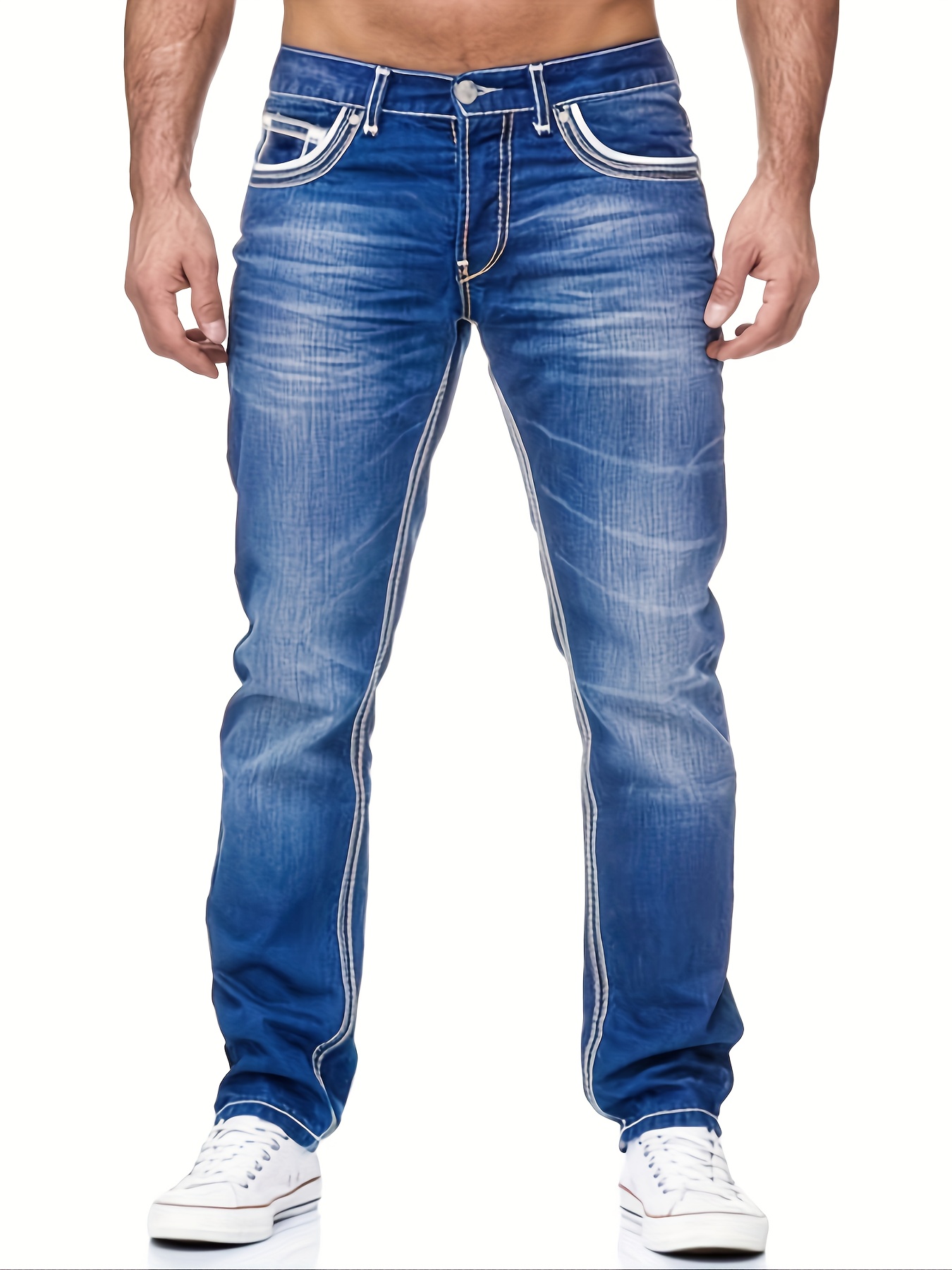 mens comfy street style distressed denim pants with pockets details 16