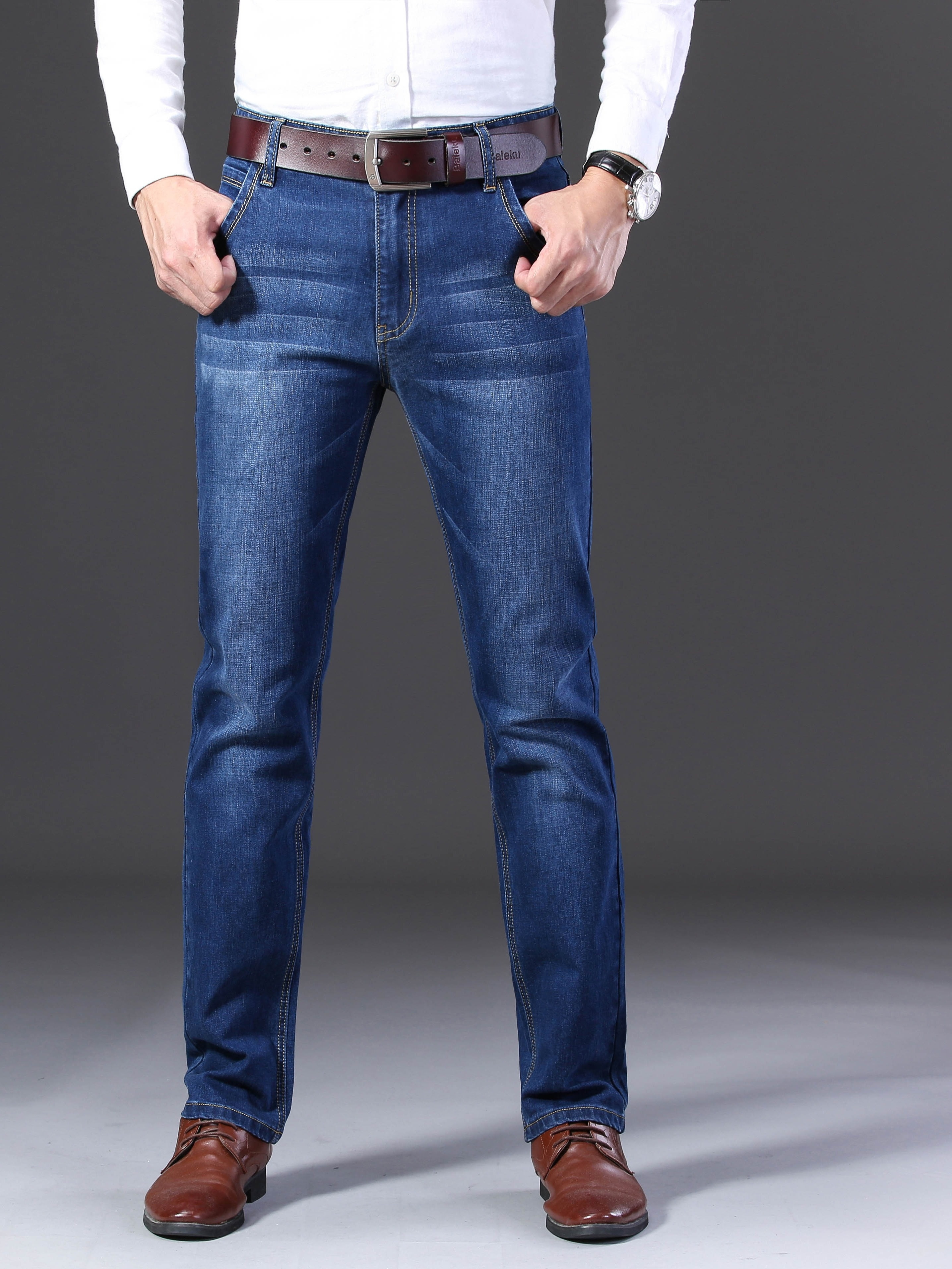 semi formal jeans, mens semi formal jeans chic classic design stretch jeans for business details 17