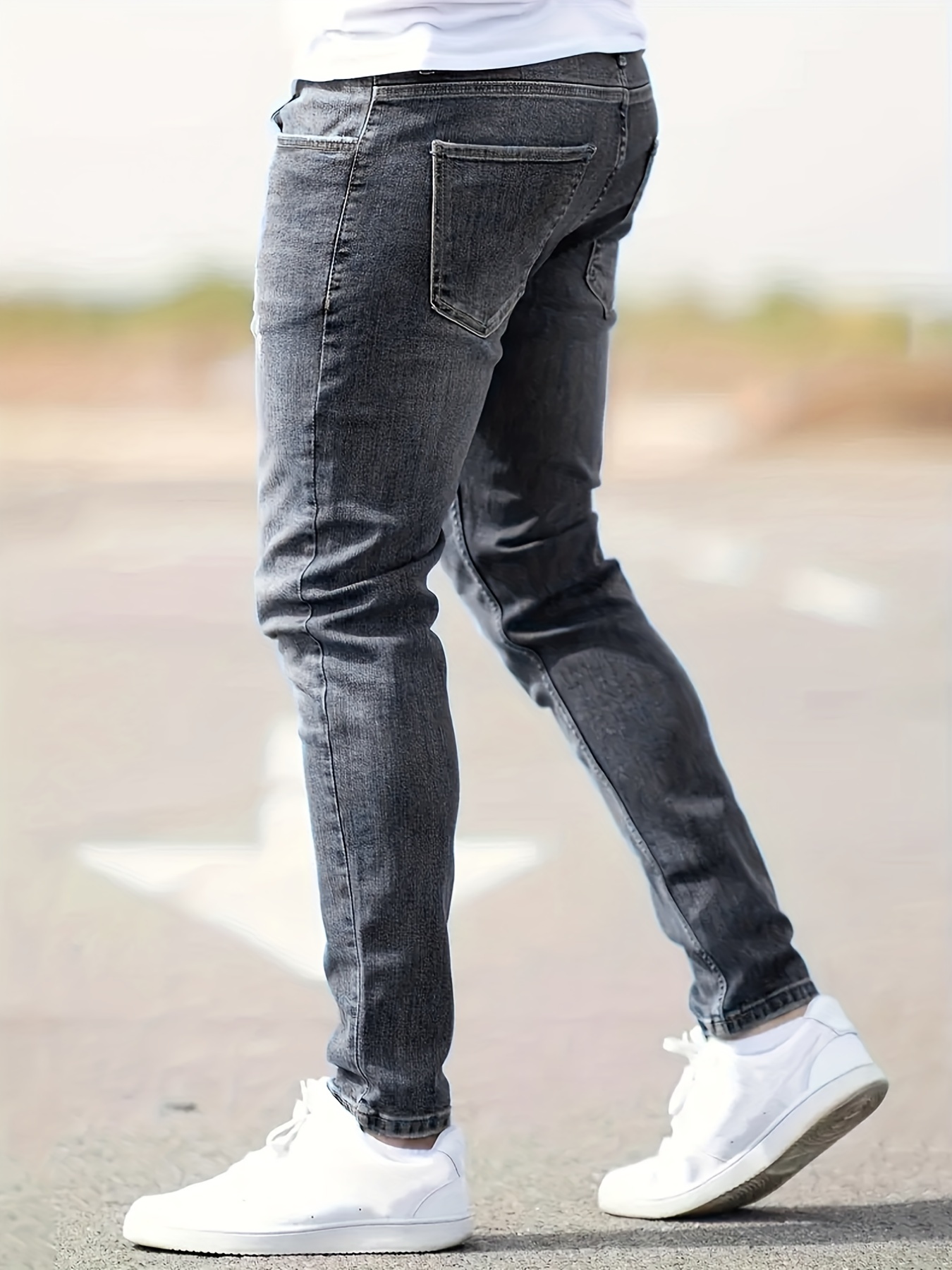 ripped design cotton slim fit jeans mens casual street style leg mid stretch denim pants for spring summer details 6