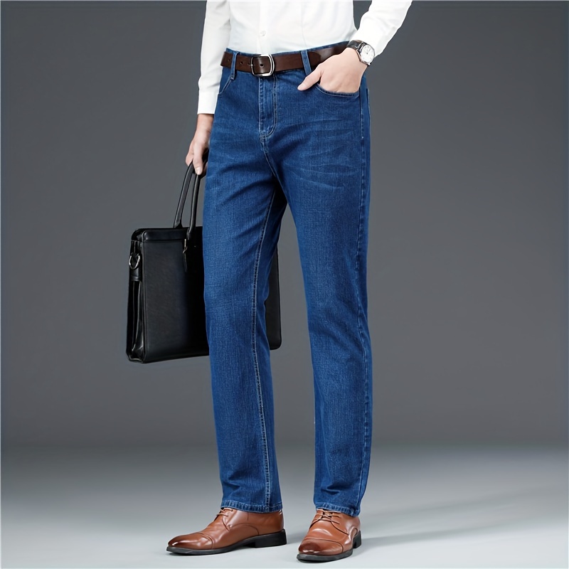 mens solid jeans fashion casual denim pants for spring fall winter mens clothing details 2