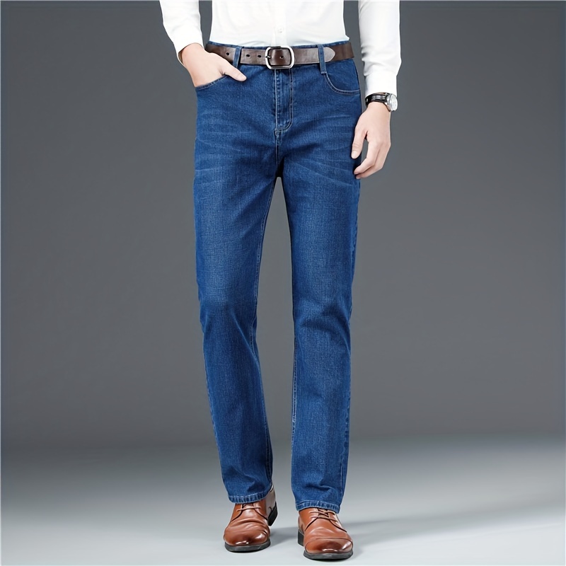 mens solid jeans fashion casual denim pants for spring fall winter mens clothing details 4