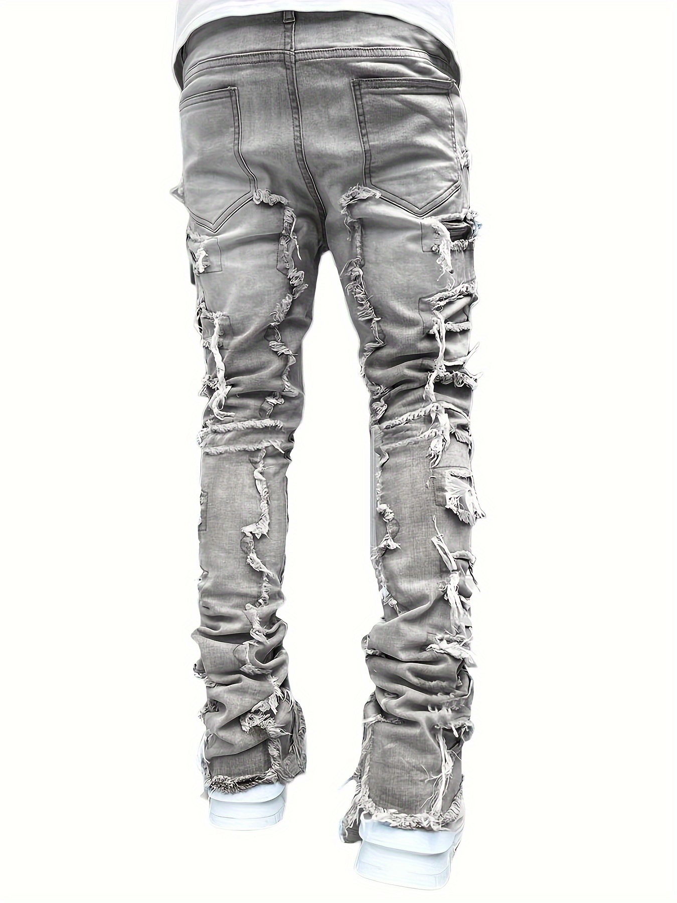 mens y2k raw trim straight leg jeans casual street style jeans details 1