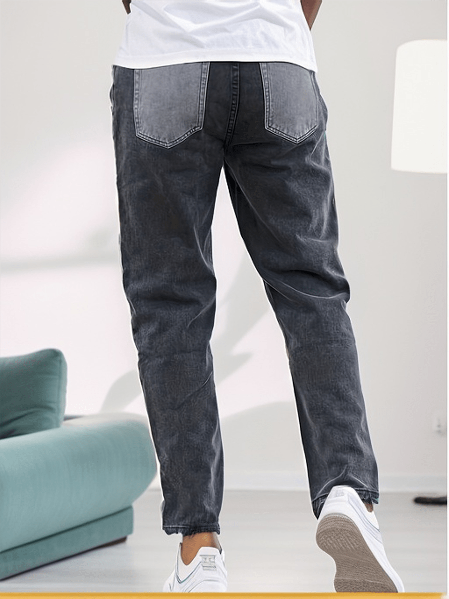 mens casual street style slim patchwork denim pants for spring summer details 1